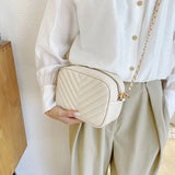 Solid PU Leather Crossbody Bag Chain Square Satchels Female Bag Shoulder Bag