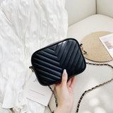 Solid PU Leather Crossbody Bag Chain Square Satchels Female Bag Shoulder Bag