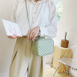 Solid PU Leather Crossbody Bag Chain Square Satchels Female Bag Shoulder Bag