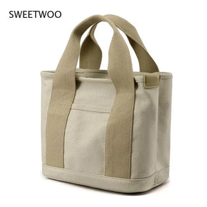 Spring Small Canvas Women Shoulder Bag Travel Outside Shopping Bag