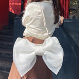 Japanese Niche Canvas Bag Lady's Small Sling Bag Bow