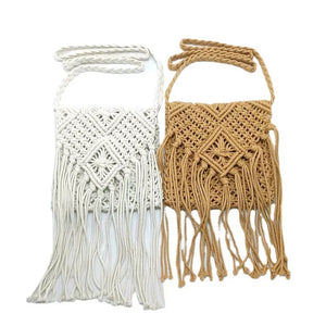 Vintage Hand Woven Messenger Bag Beach Tassel Shoulder