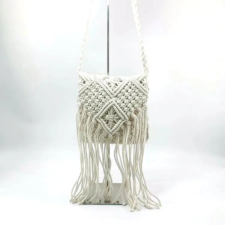 Vintage Hand Woven Messenger Bag Beach Tassel Shoulder