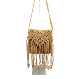 Vintage Hand Woven Messenger Bag Beach Tassel Shoulder