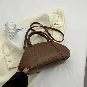 Stone Pattern Leather Handbag Lattice Shoulder Bag Clutch Purses for Women