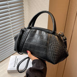 Stone Pattern Leather Handbag Lattice Shoulder Bag Clutch Purses for Women