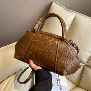 Stone Pattern Leather Handbag Lattice Shoulder Bag Clutch Purses for Women