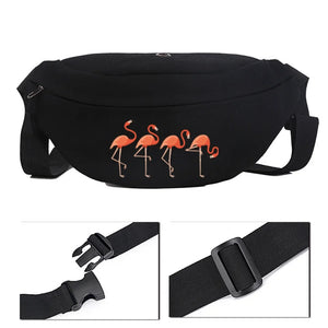 Flamingo Canvas Chest Bag Women's Shoulder Waist Messenger Bag