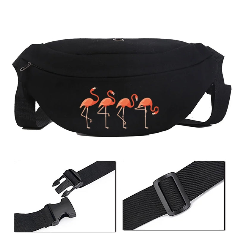 Flamingo Canvas Chest Bag Women's Shoulder Waist Messenger Bag