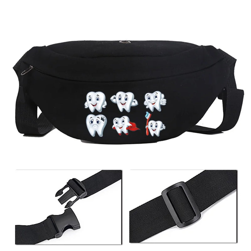 Cartoon Tooth Pattern Canvas Shoulder Bag