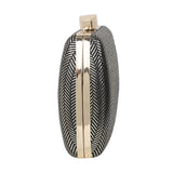 Striped Grey Pink PU Clutches Bag Phone Purse Handbag Women