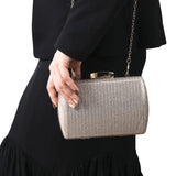 Striped Grey Pink PU Clutches Bag Phone Purse Handbag Women