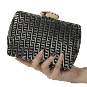 Striped Grey Pink PU Clutches Bag Phone Purse Handbag Women