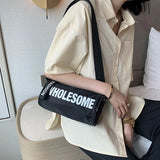Summer Barrel Shape Shoulder Bag Women Nylon Letters Crossbody Bag