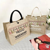 Summer Beach Bag For Women Linen Totes Handbags Large Capacity