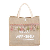 Summer Beach Bag For Women Linen Totes Handbags Large Capacity