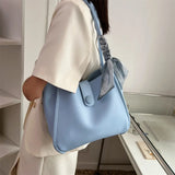 Summer Casual Women Soft PU Leather Shoulder Bag with Ribbon