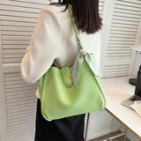 Summer Casual Women Soft PU Leather Shoulder Bag with Ribbon