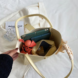Summer Casual Women Soft PU Leather Shoulder Bag with Ribbon