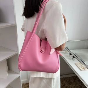 Summer Casual Women Soft PU Leather Shoulder Bag with Ribbon