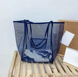 Summer Mesh Shopping Handbag Travel Clutch Multifunctional Bag