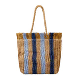 Summer Style Women Handbag Straw Weaving Striped Lady Shoulder Purse