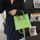 Summer Candy PVC Beach Shoulder Bag for Women Transparent Composite Handbag