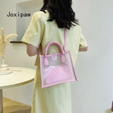 Summer Candy PVC Beach Shoulder Bag for Women Transparent Composite Handbag