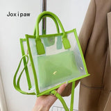 Summer Candy PVC Beach Shoulder Bag for Women Transparent Composite Handbag