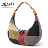 Summer Shoulder Bag Shopping Tote for Girl Patchwork Women's Bag 100% Cotton