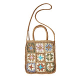 Summer Flower Stitching Woven Straw Bag Shoulder Hand-held Beach Tote