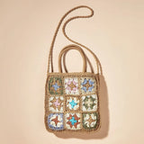 Summer Flower Stitching Woven Straw Bag Shoulder Hand-held Beach Tote