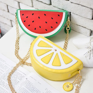 Summer Fruit Chain Shoulder Messenger Bag, Orange Watermelon Strawberry Bag