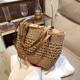Summer Straw Bags for Women Woven Shoulder Bag Casual Travel Beach Handbags