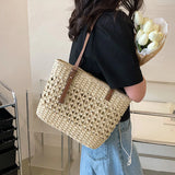 Summer Straw Bags for Women Woven Shoulder Bag Casual Travel Beach Handbags