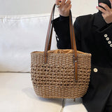 Summer Straw Bags for Women Woven Shoulder Bag Casual Travel Beach Handbags