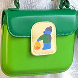 Green Cartoon Small Square Totes Messenger Shoulder Bag