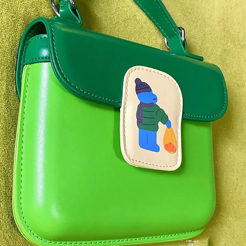 Green Cartoon Small Square Totes Messenger Shoulder Bag