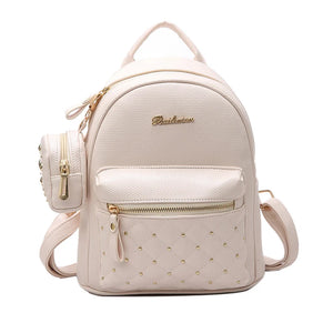 Summer Vintage Retro Lady PU Leather Mini Backpack School Bags for Teenagers