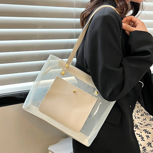 Summer Transparent Shoulder Bag Clear Shopping Beach Handbag Large Capacity