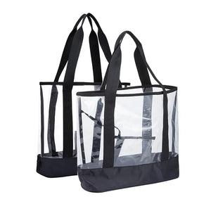 Transparent Waterproof Shoulder Beach Bag Large Clear Tote Solid
