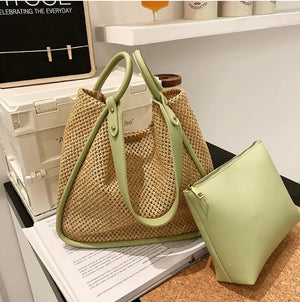 Large Straw Backpack Women Shoulder Bag Beach Travel Mochila Backpack