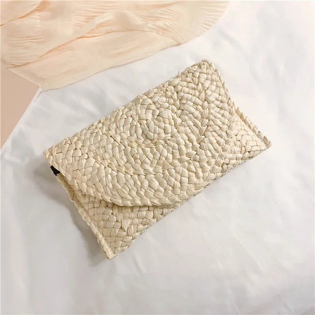 Women's Straw Clutch Bag Mini Tote Bohemian Beach Purse