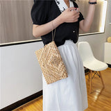 Women's Straw Clutch Bag Mini Tote Bohemian Beach Purse