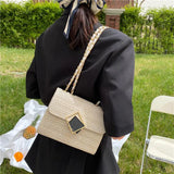 Straw Shoulder Bag Crossbody Chain Handbag for Women Casual Vacation