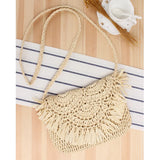 Summer Straw Woven Bag with Tassel Beach Vacation Handbag