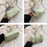 Summer Chain Shoulder Crossbody Bag Top PU Leather Lozenge Clutch