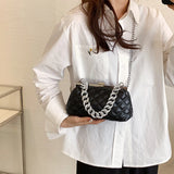 Summer Chain Shoulder Crossbody Bag Top PU Leather Lozenge Clutch