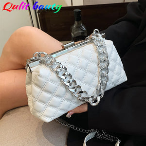 Summer Chain Shoulder Crossbody Bag Top PU Leather Lozenge Clutch