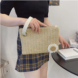 Summer Straw Wristlet Clutch Beach Envelope Bag Retro Knitted Hand Bags